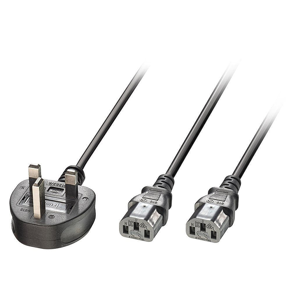 Lindy Iec Netzcable Uk 3 Pin An 2 X Iec C13 Y 2,5m