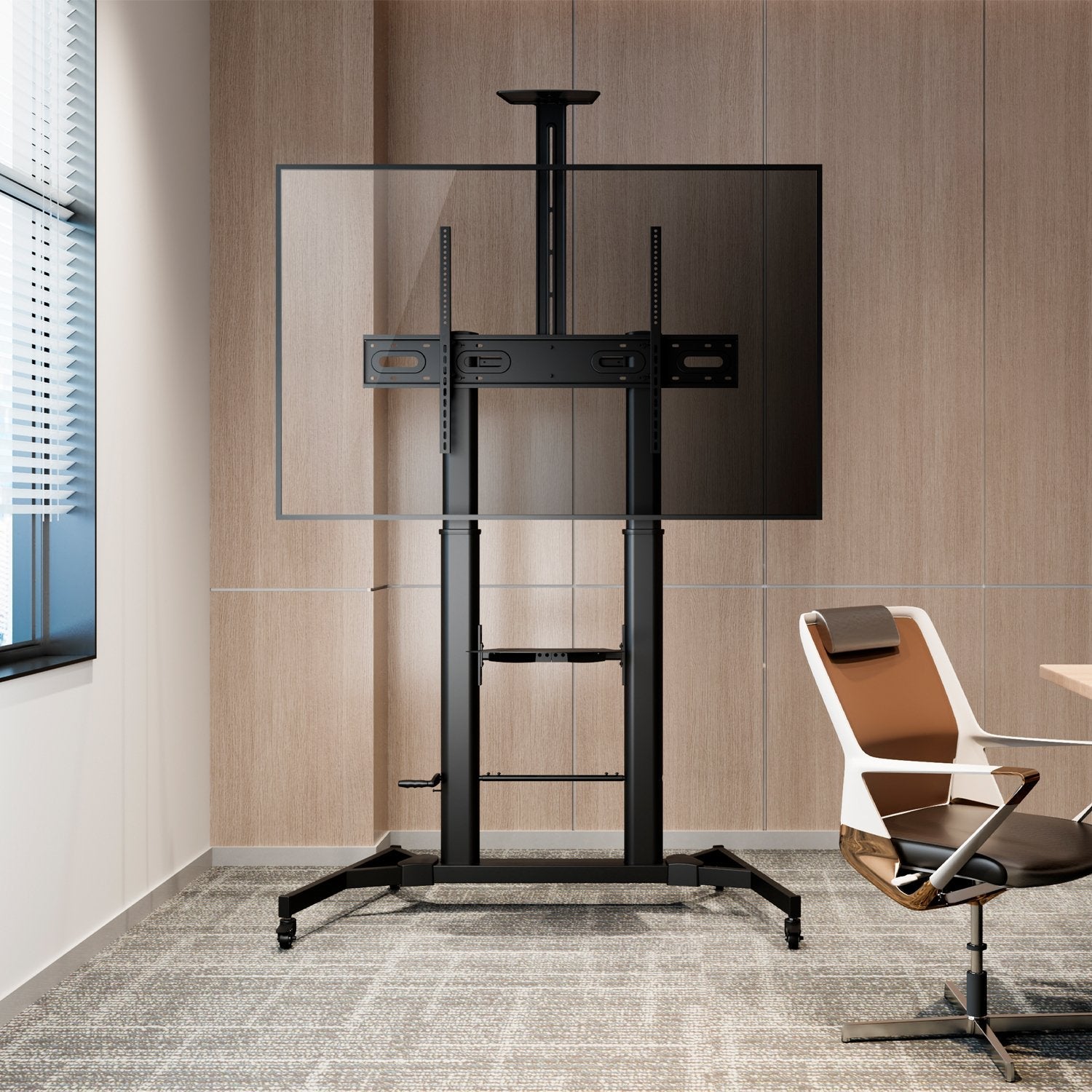 Aisens Soporte De Suelo Para Tv/Monitor De 60" A 100" - Max 100kg - Ajustable En Altura - Movimiento Horizontal Y
