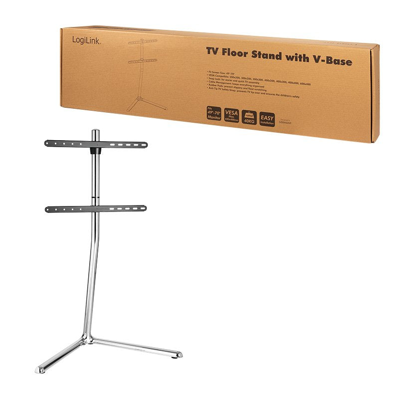Soporte De Tv (49-70 Pulgadas), Base En V, Color Cromado