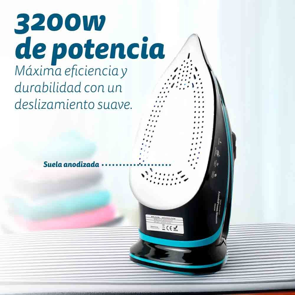 EAN 8426156018454 - Grunkel PL-3200ANODICED plancha Plancha vapor-seco 3200 W Negro, Azul imagen 2