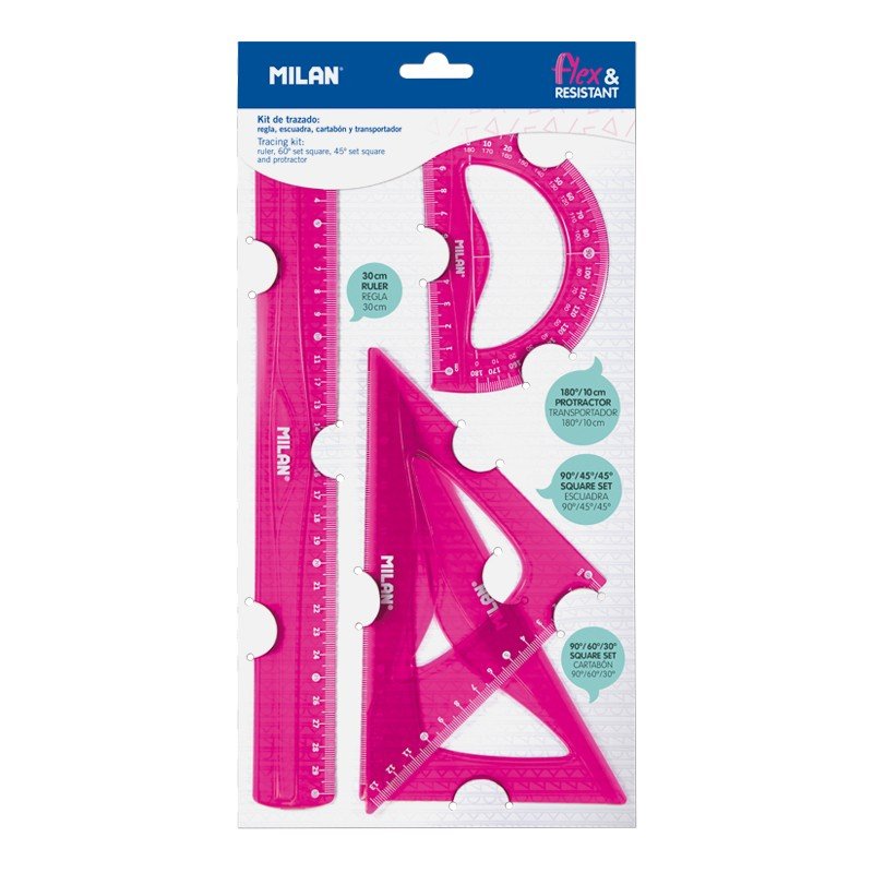 Milan Kit De 4 Reglas Flex&Resistant Rosa Translucido