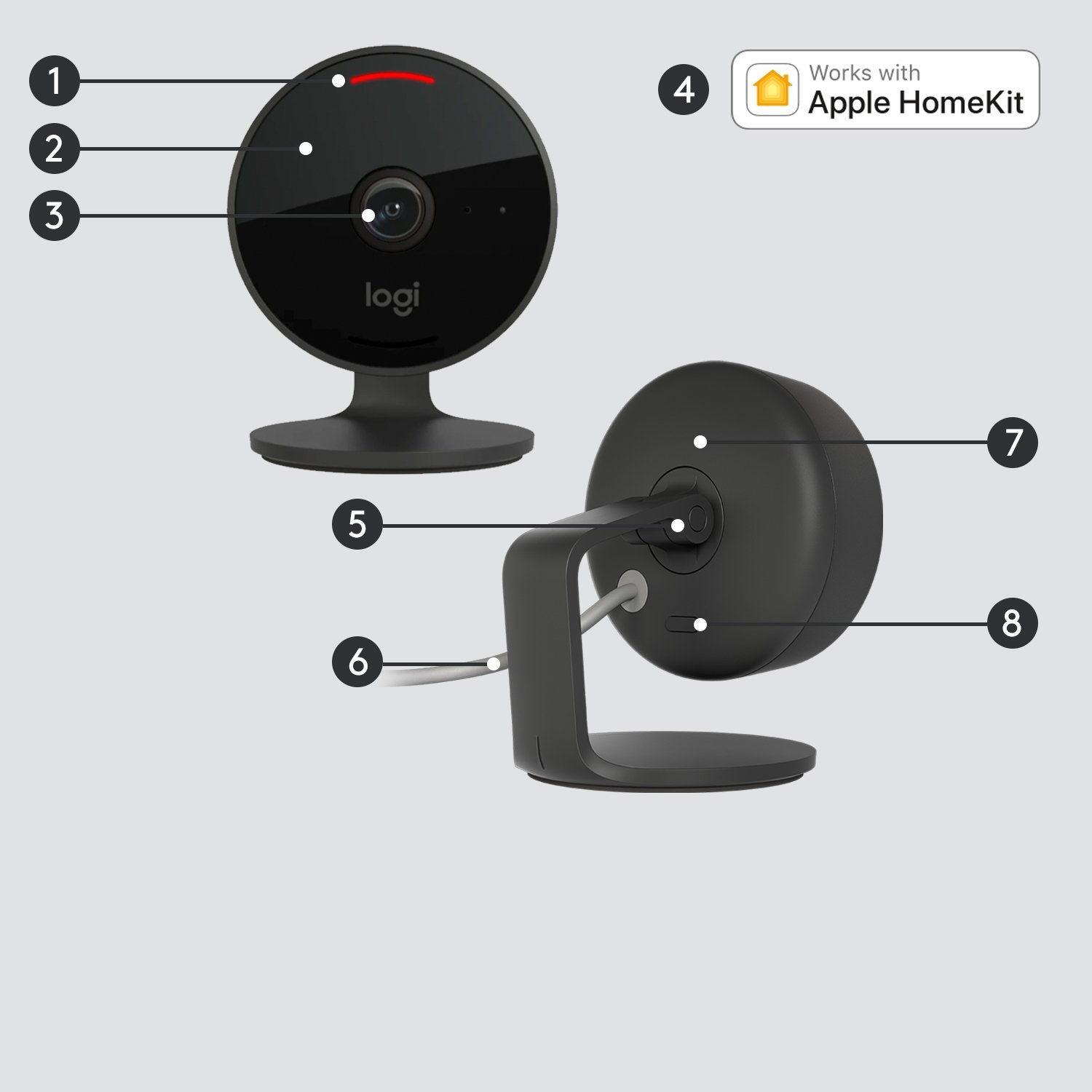 Logitech Circle View Camara De Videovigilancia Wifi Fullhd 1080p - Angulo De Vision 180âº - 2 Canales Audio - Microfono Y Altavoz Integrado - Vision Nocturna - 961-000490