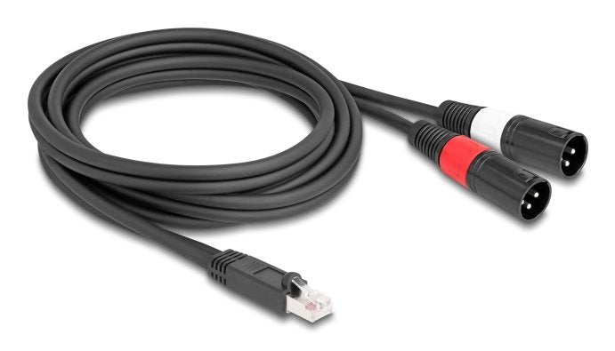 Delock Adaptercable Rj45 Stecker Zu 2 X Xlr 3 Pin Stecker Schwarz 2 M