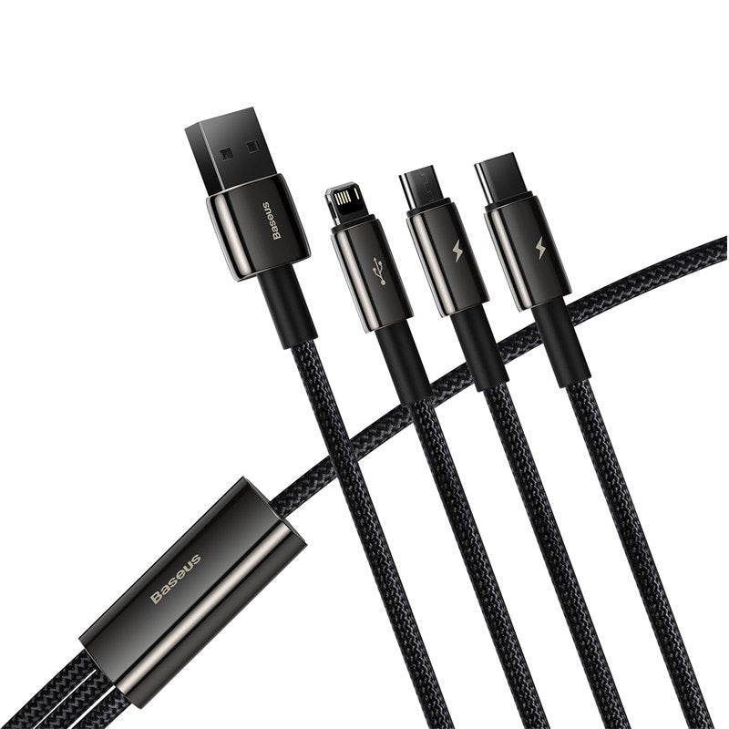 Baseus Tungsten Gold 3-In-1 Cable Usb 1,5 M Usb 2.0 Usb A Usb C.Micro Usb A/Lightning Negro