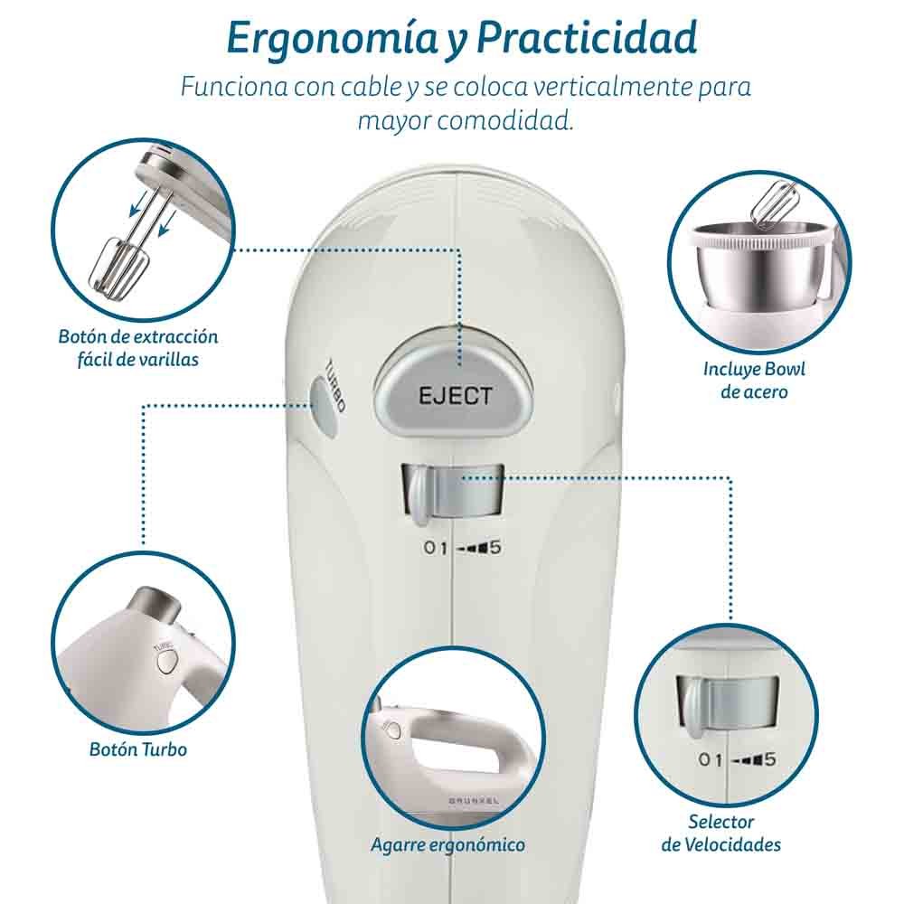 EAN 8426156017105 - Grunkel AM-350TURBO5BOWL batidora Batidora de varillas 350 W Blanco imagen 6