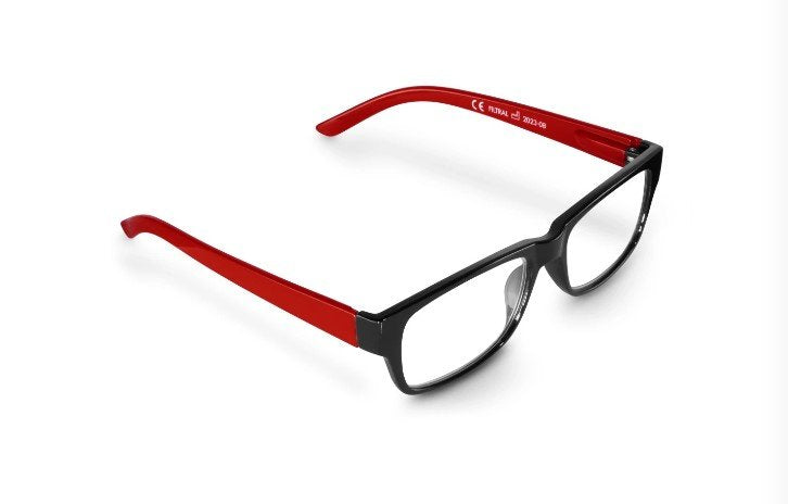 Hama Gafas De Lectura De +3.0 Dioptrias - Montura De Plastico Reciclado - Unisex - Negro Y Rojo