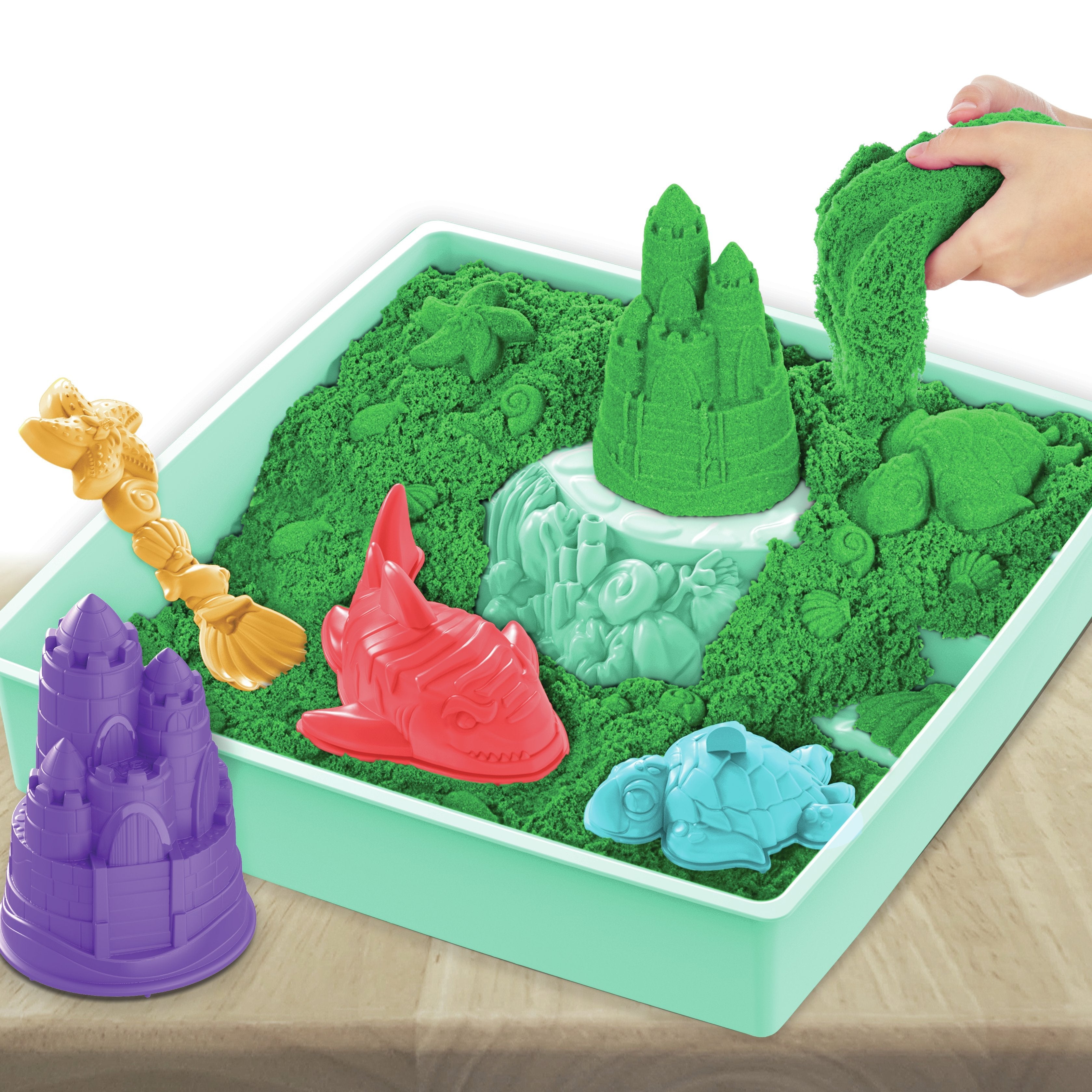 Spin Master Kinetic Sand - Sandbox Set Verde, Arena De Juego 454 Gramos De Arena 6067479