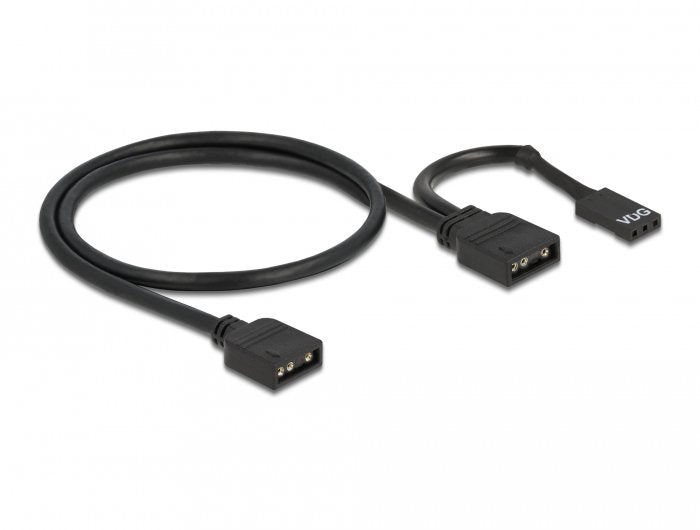 Delock Rgb Anschlusscable 3 Pin Für 5 V Rgb   Argb Led Beleuchtung Mit 2 X 3 Pin Buchse 50 Cm