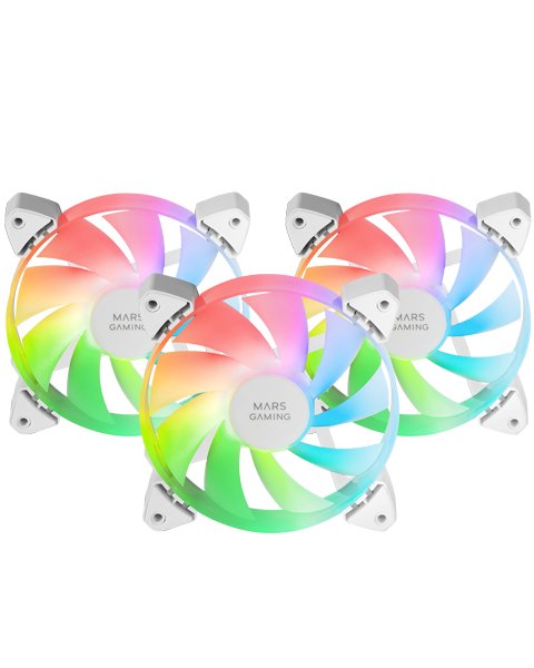 Kit 3 Ventiladores Auxiliar A-Rgb 120mm Mf-3a Blanco Mars Gaming 120mm/ Iluminación Argb 360º/ Compatibilidad Total Argb