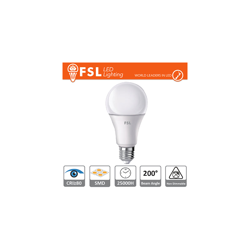 A60 - 15w 6500k 1300lm >180º 60x120mm Cri80 E27