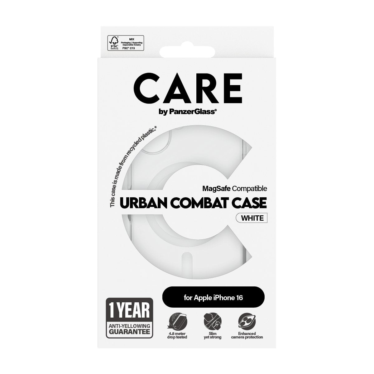 EAN 5715685004032 - PanzerGlass CARE™ by ® Urban Combat Case Transparent w. White MagSafe iPhone 16 funda para teléfono móvil imagen 3