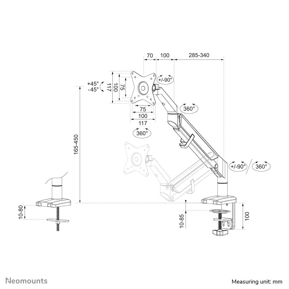 Soporte De Escritorio 75x75 - 100x100mm 9kg 17-32'' Negro
