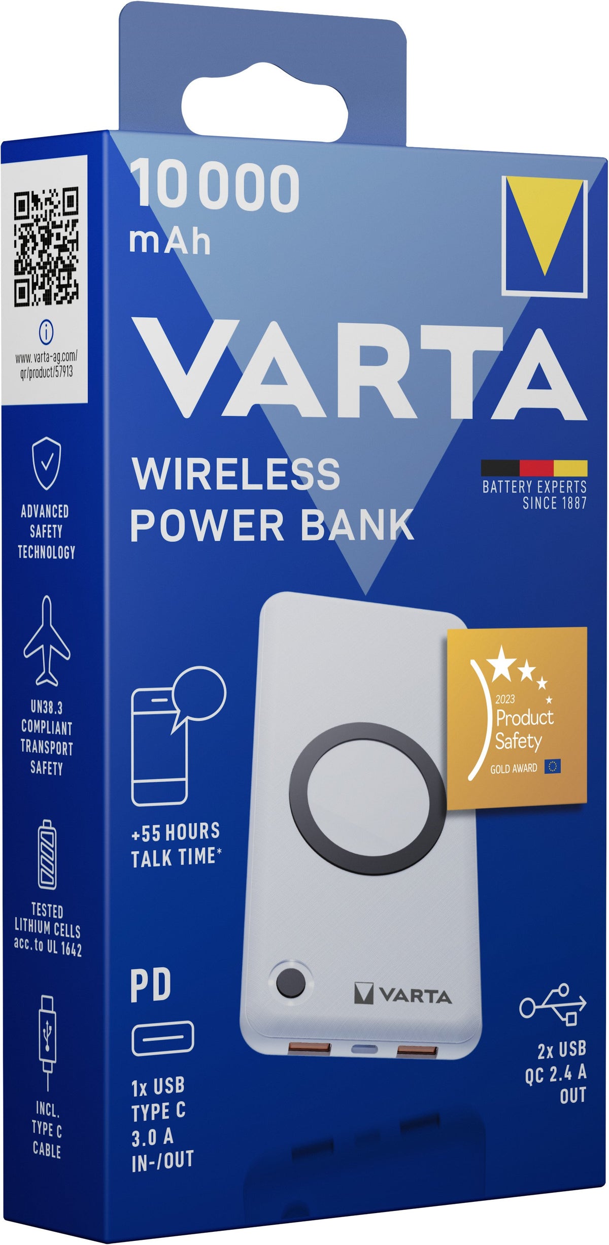 EAN 4008496021666 - Varta 57913 Polímero de litio 10000 mAh Cargador inalámbrico Blanco imagen 6