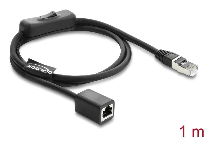 Delock Rj45 Cable Stecker Zu Buchse Mit Schalter Cat.6 F Utp 1 M - Netzwerkschaltung Schwarz