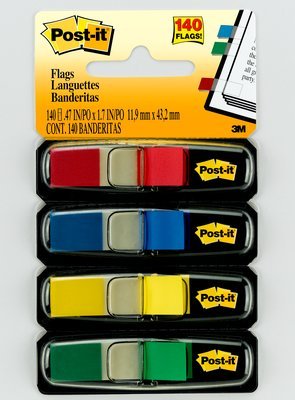 EAN 21200508769 - Post-It Flags, Primary Colors, 1/2 in Wide, 35/Dispenser, 4 Dispensers/Pack bandera adhesiva 35 hojas imagen 1