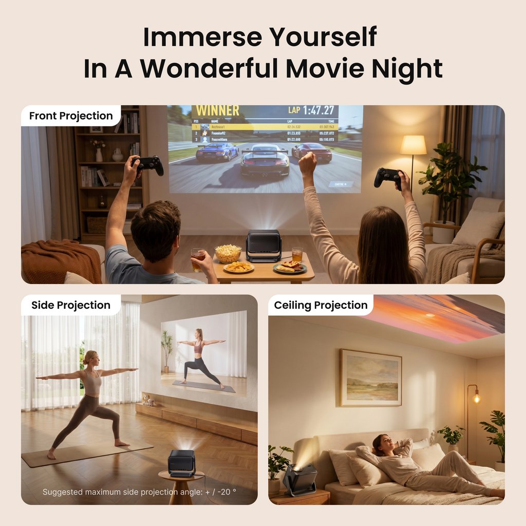 Dangbei N3 Max Proyector 4k Soporte, 1000 Iso Lumen Projetor Portatil,?Vidaa Os, Netflix & App Control De Voz?Videoproye