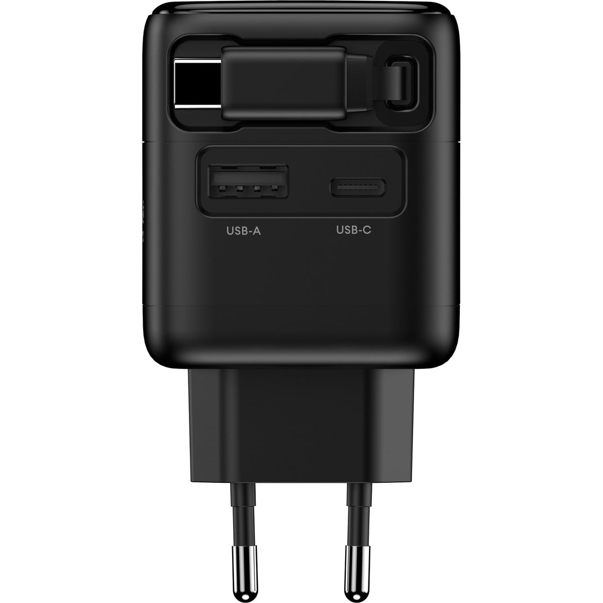 Inline Usb Fuente De Alimentación - 70w - Gan - Usb-C Pd + Usb-A Qc - Cable 60cm - Negro
