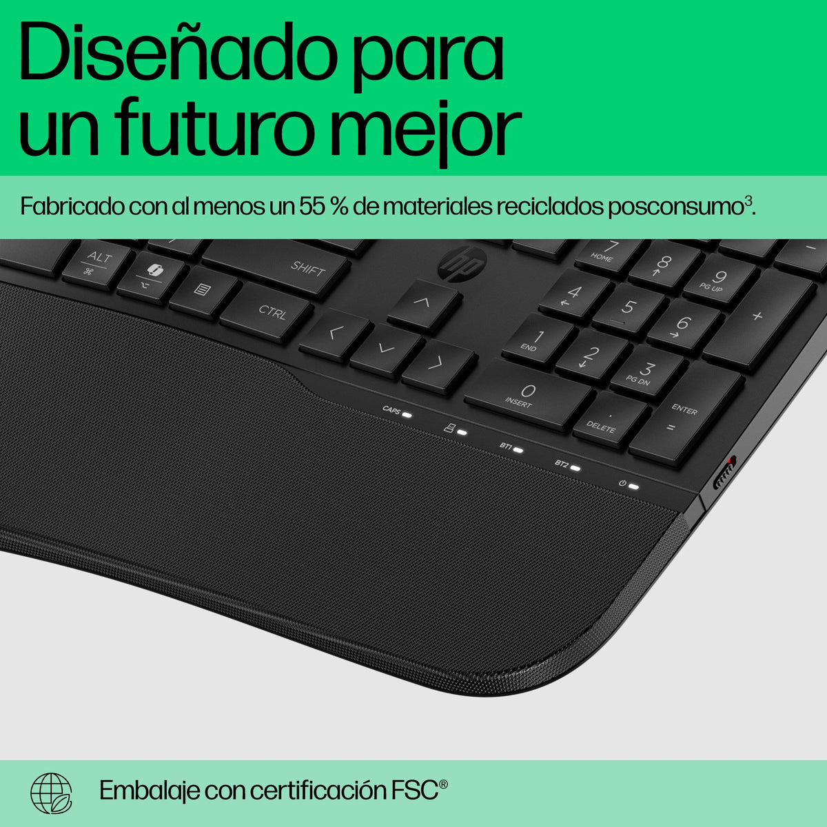 EAN 0197498231358 - HP 680 Comfort Dual-Mode Keyboard teclado Hogar RF Wireless + Bluetooth Negro imagen 6