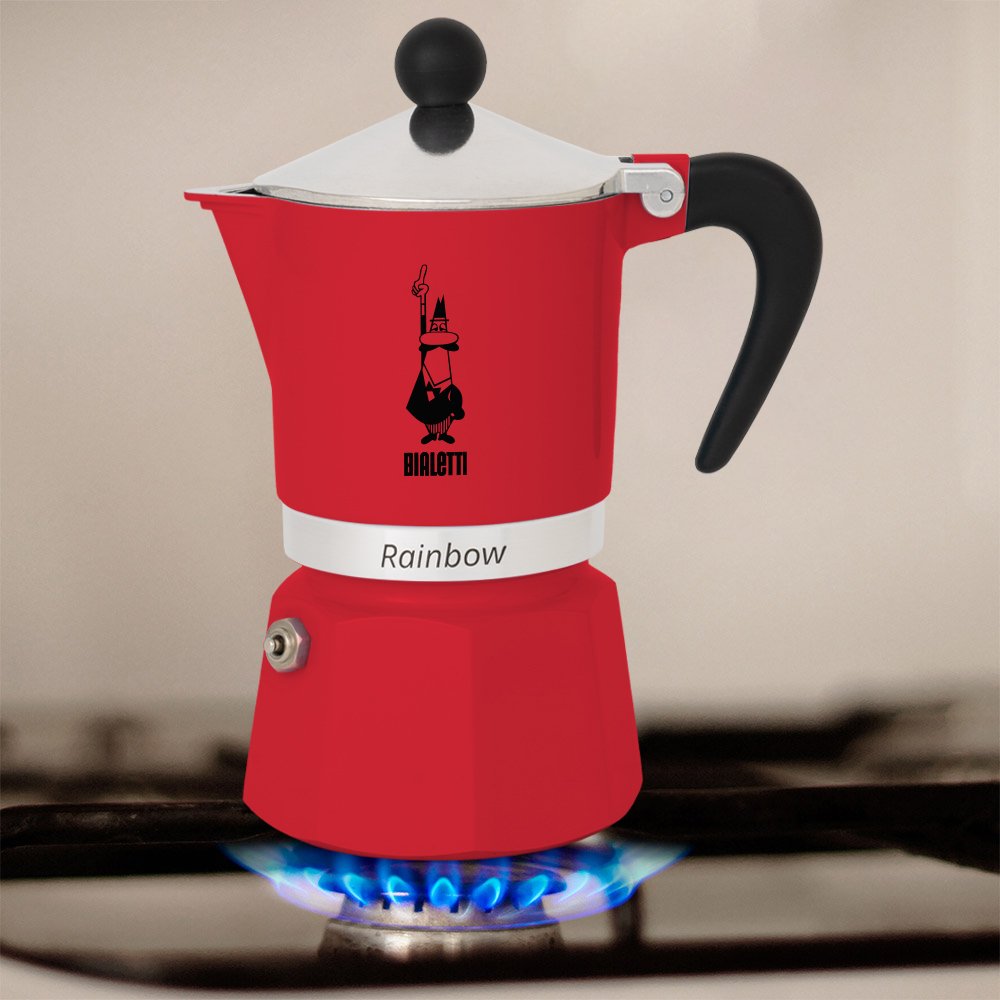 EAN 8006363018470 - Bialetti Rainbow Cafetera italiana Negro, Rojo, Acero inoxidable imagen 3