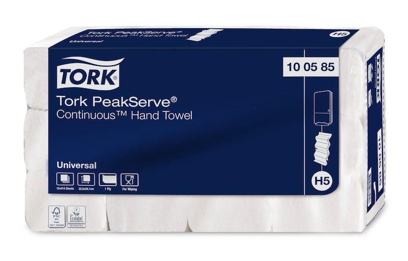 Tork Papierhandtcher Peakserve Endlos H5 Interfold-Falzung 1-Lagig 4.920 Tcher (100585)