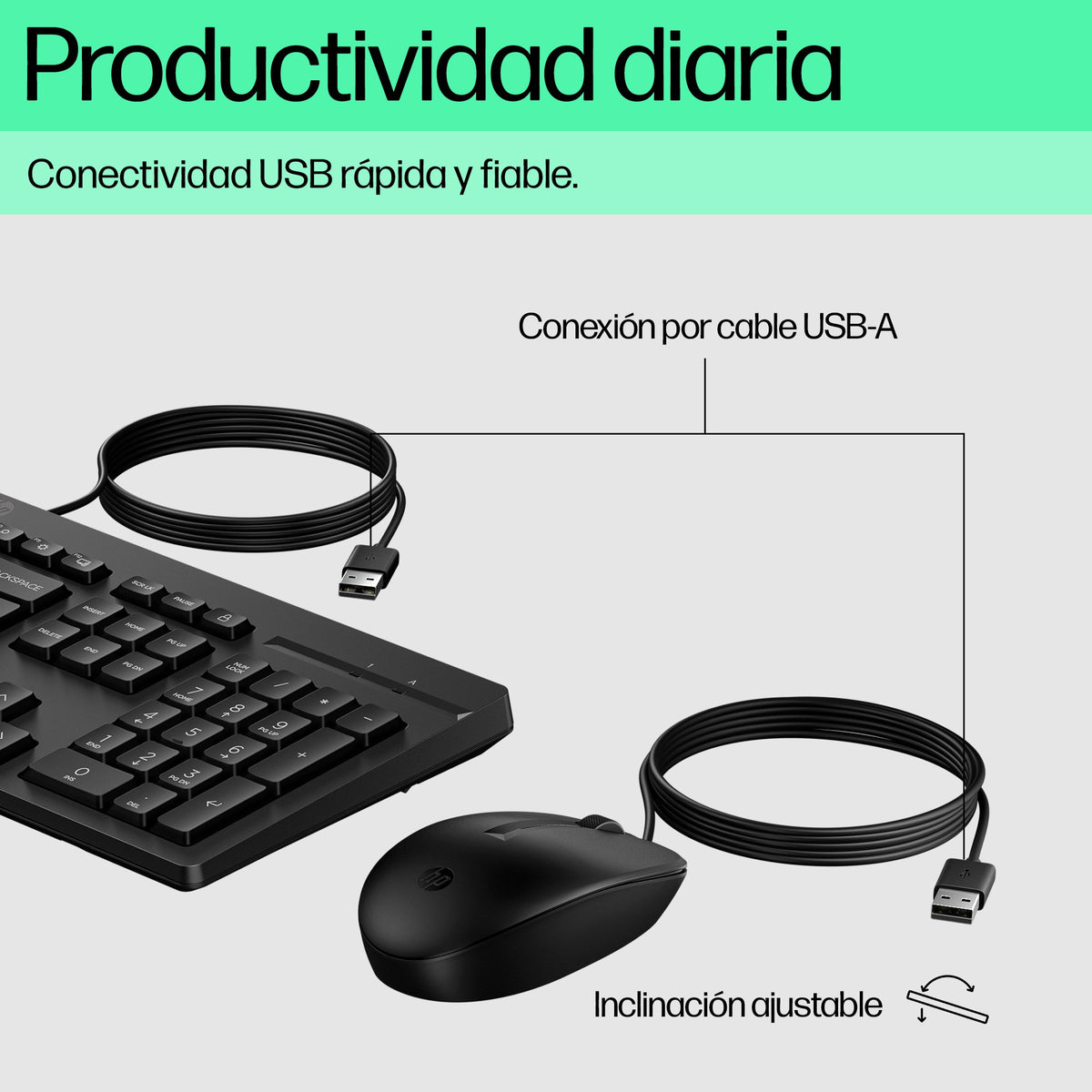 EAN 0198701790938 - HP 225 Wired Mouse and Keyboard Combo G2 teclado Ratón incluido Oficina USB Negro imagen 3