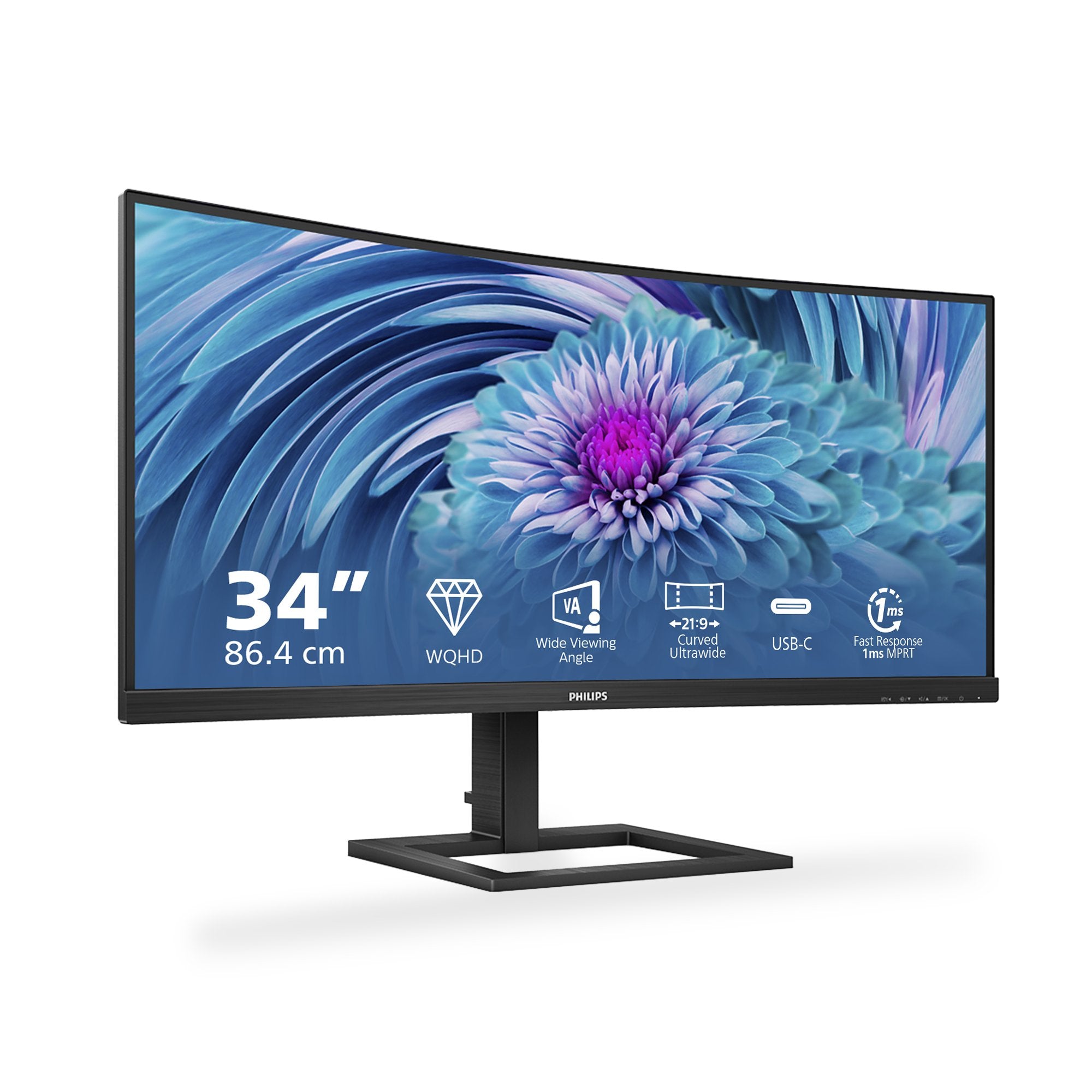 Monitor Philips 346e2cuae/00 Monitor 34" Va Wled 3440x1440 Hdmi/Dp Curved
