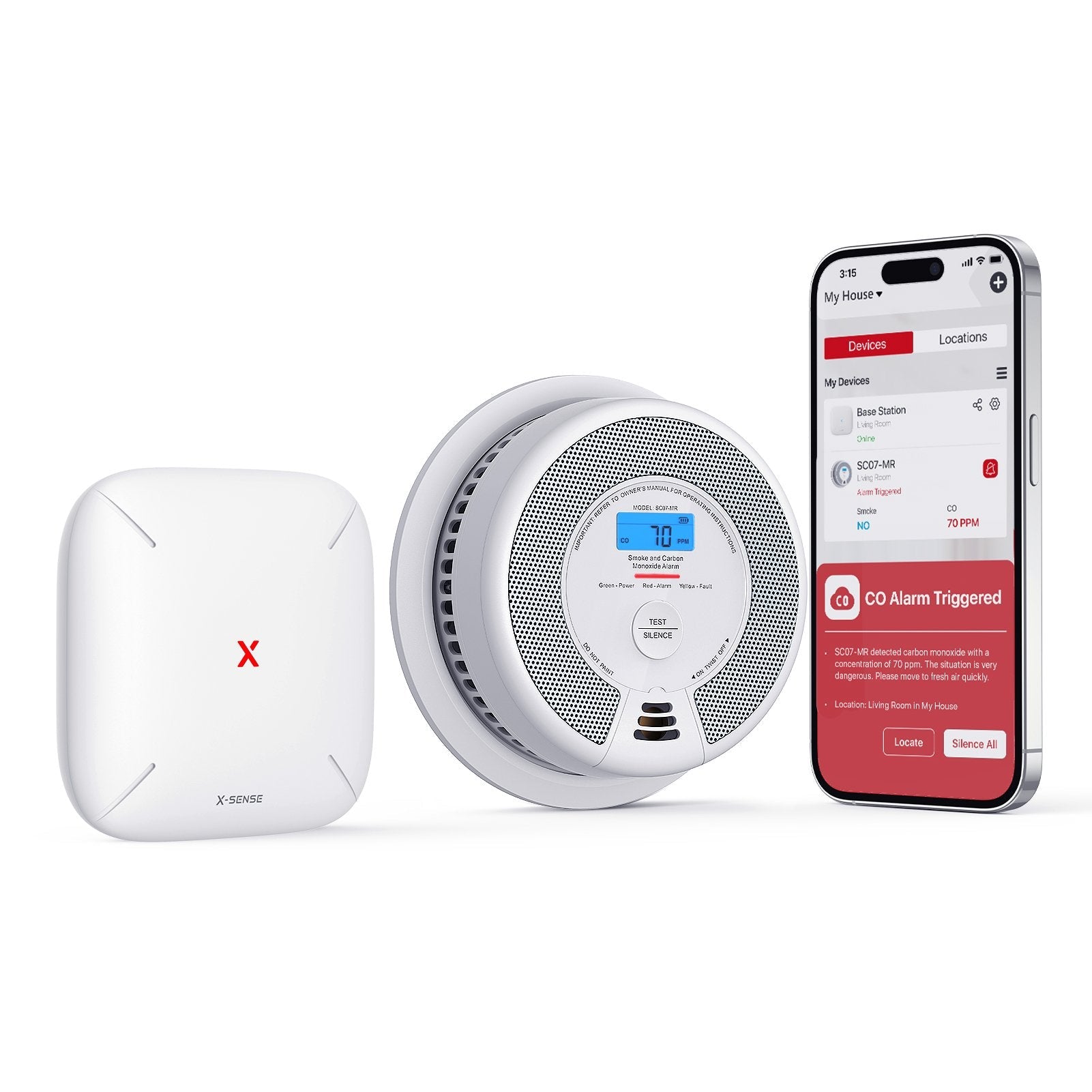 X-Sense Rauchmelder Sc07-W Rf-Vernetzt Co-Melder