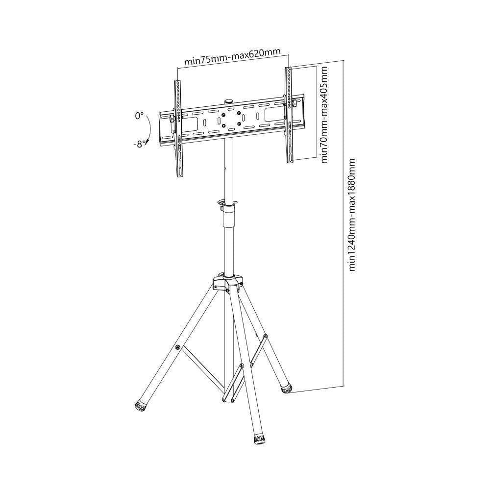 Techly Ica-Tr17t Soporte De Pie Para Pantalla Plana 177,8 Cm (70") Soporte De Suelo Con Ruedas Para Pantalla Plana Negro
