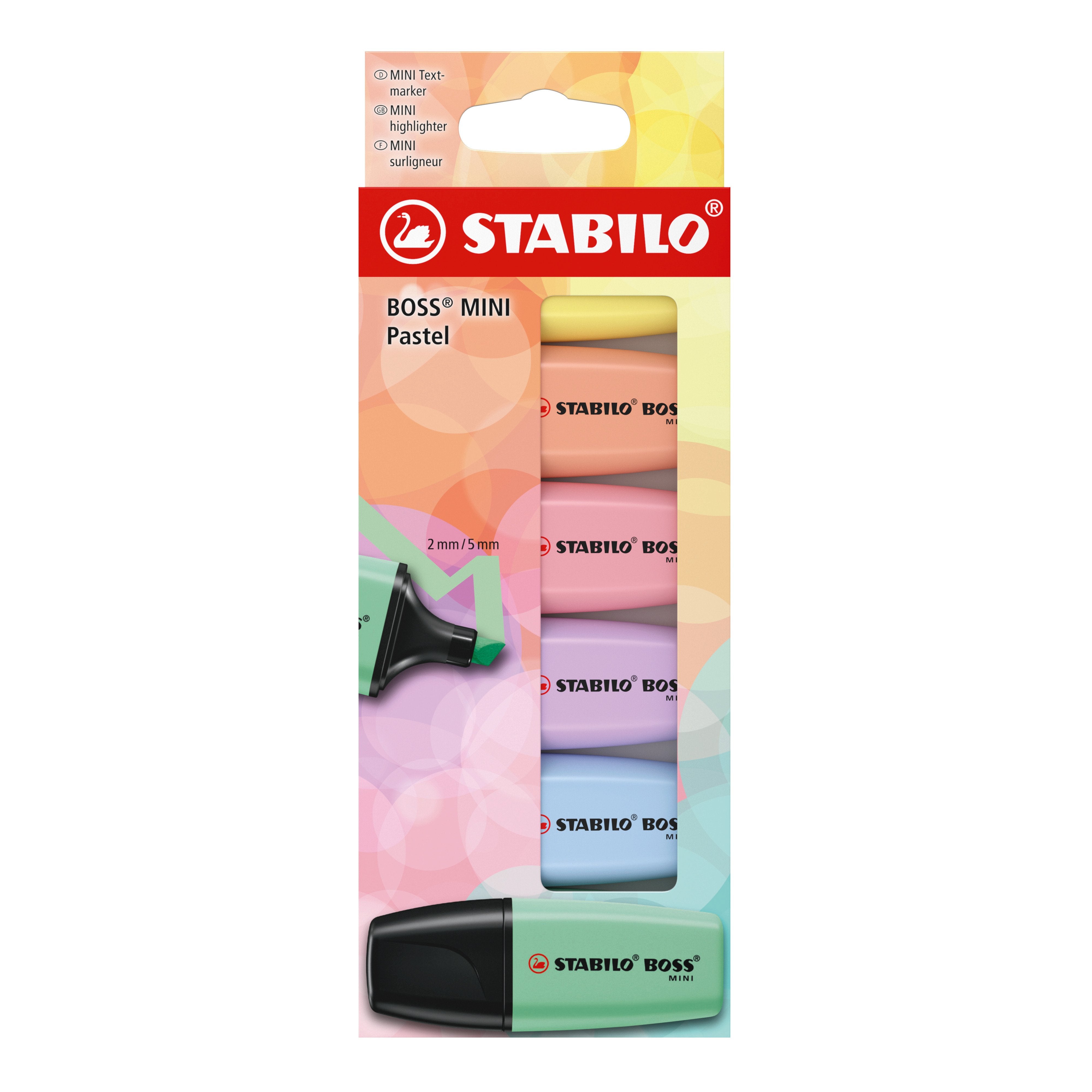 Stabilo Boss Mini Pastel Pack De 6 Marcadores Fluorescentes - Trazo Entre 2 Y 5mm - Tinta Con Base De Agua - Antisecado