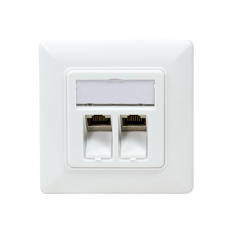 Toma De Red 2 X Rj45 Cat 6a Apantallado, Montaje Empotrado  Blanco