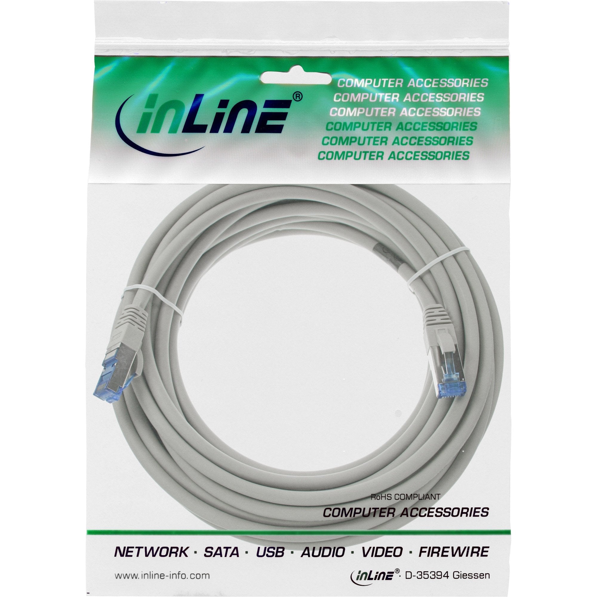 Cable De Red Inline S/Ftp Pimf Cat.6a Libre De Halógenos 500mhz Gris 10m