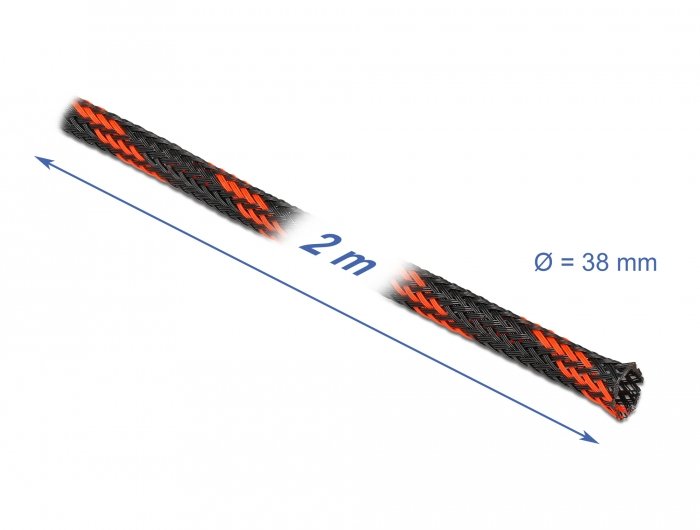 Delock Funda Trenzada Expandible 2 Mx 38 Mm Negro-Rojo