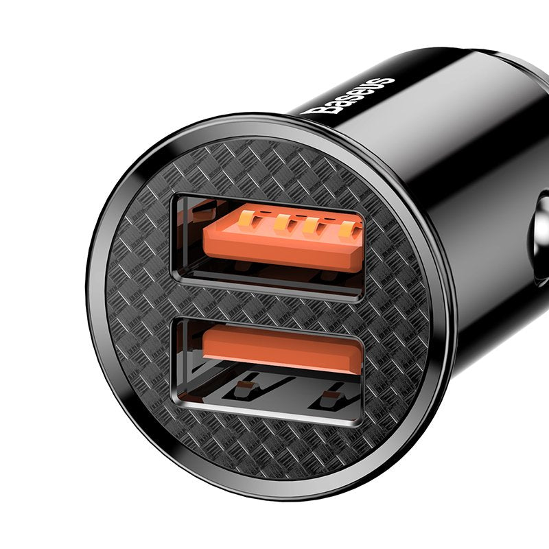 Car Charger Baseus Circular 2xusb Qc3.0 5a 30w (Black)