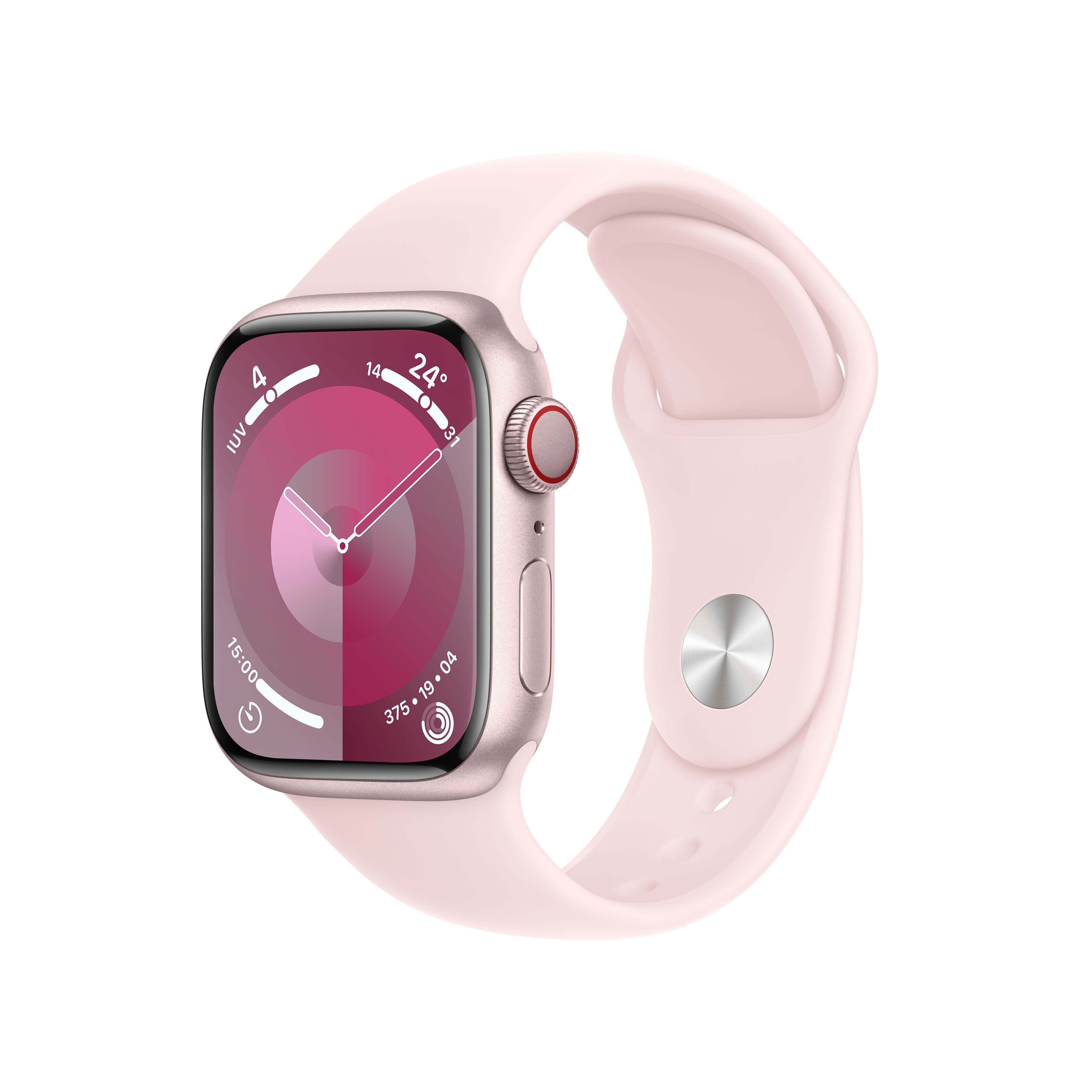 Apple Watch Series 9 Gps Cellular 41mm Caja De Aluminio Rosa Correa Deportiva Rosa Claro S M