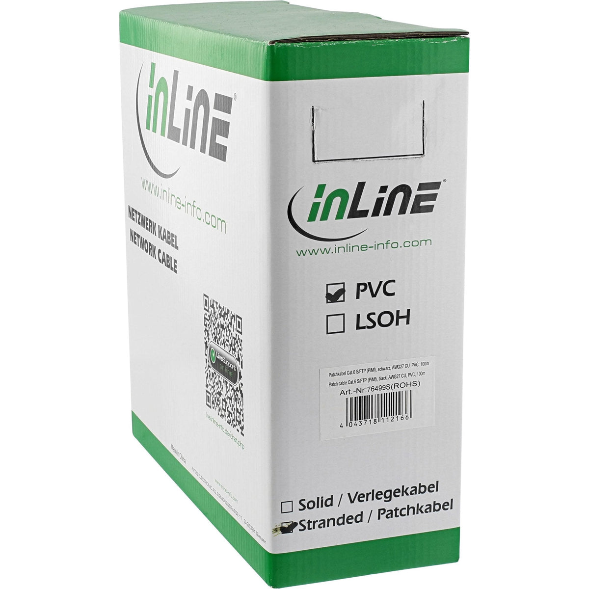 Cable De Red Inline S/Ftp Pimf Cat.6 Negro Awg27 Pvc Cu 100m