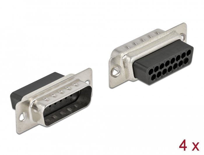 D-Sub 15 Pin Crimp Stecker, Metall, 4 Stück