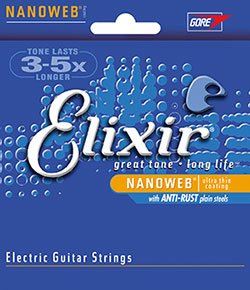Elixir Cuerdas Para Guitarra Eléctrica Strings Con Recubrimiento Nanoweb, Calibre Ligero (.010-.046)