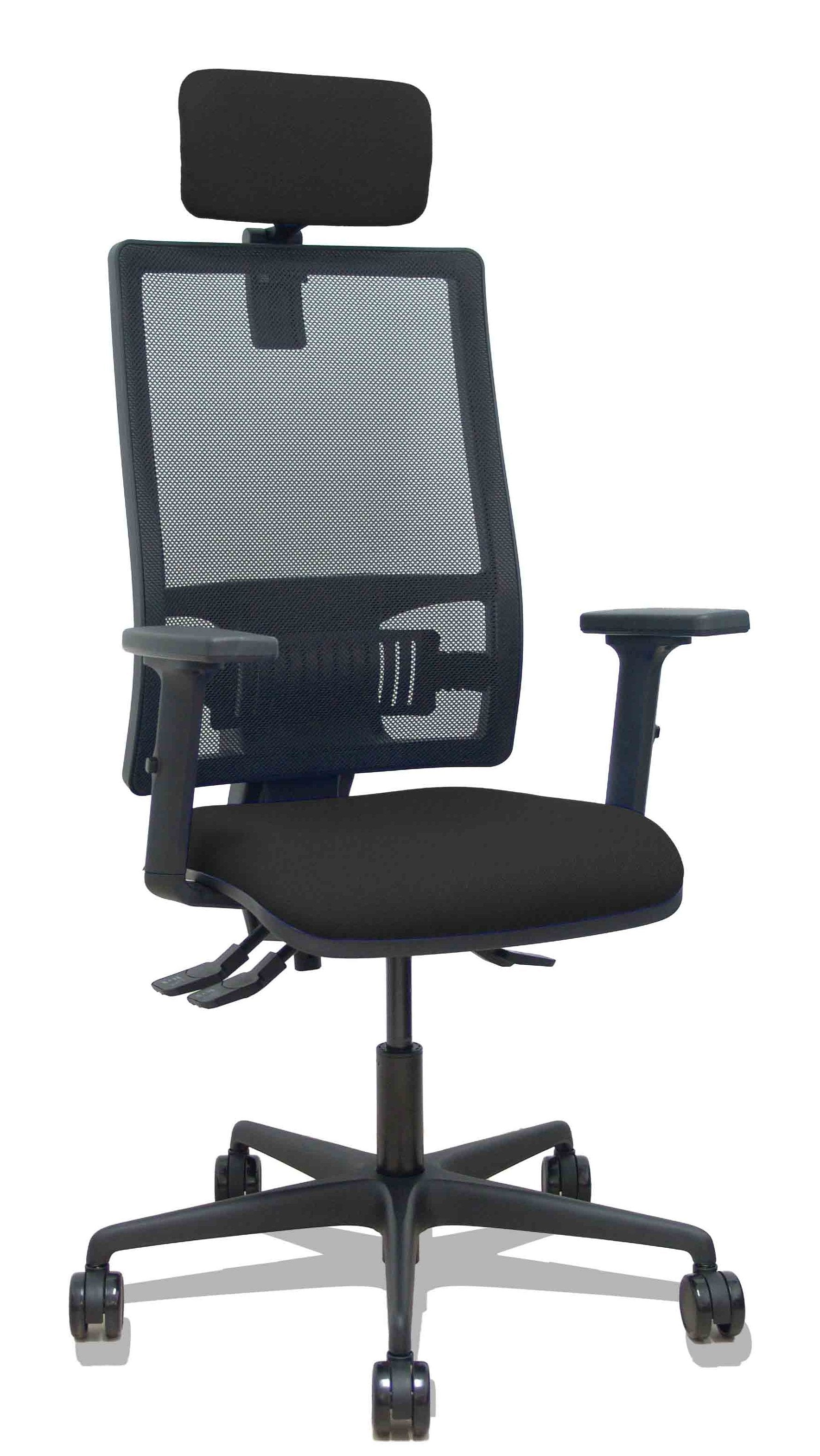 Piqueras Y Crespo Silla Bormate Asincro Malla Negra Asiento Bali Negro Brazos 2d Ruedas 65mm Cabecero Regulable