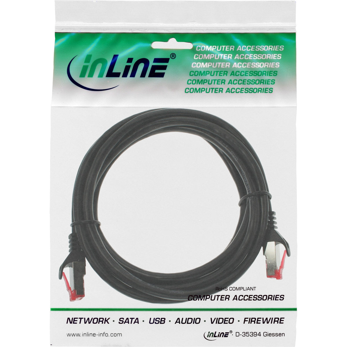 Inline® Cable De Red S/Ftp Pimf Cat.6 250mhz Pvc Cca Negro 1m