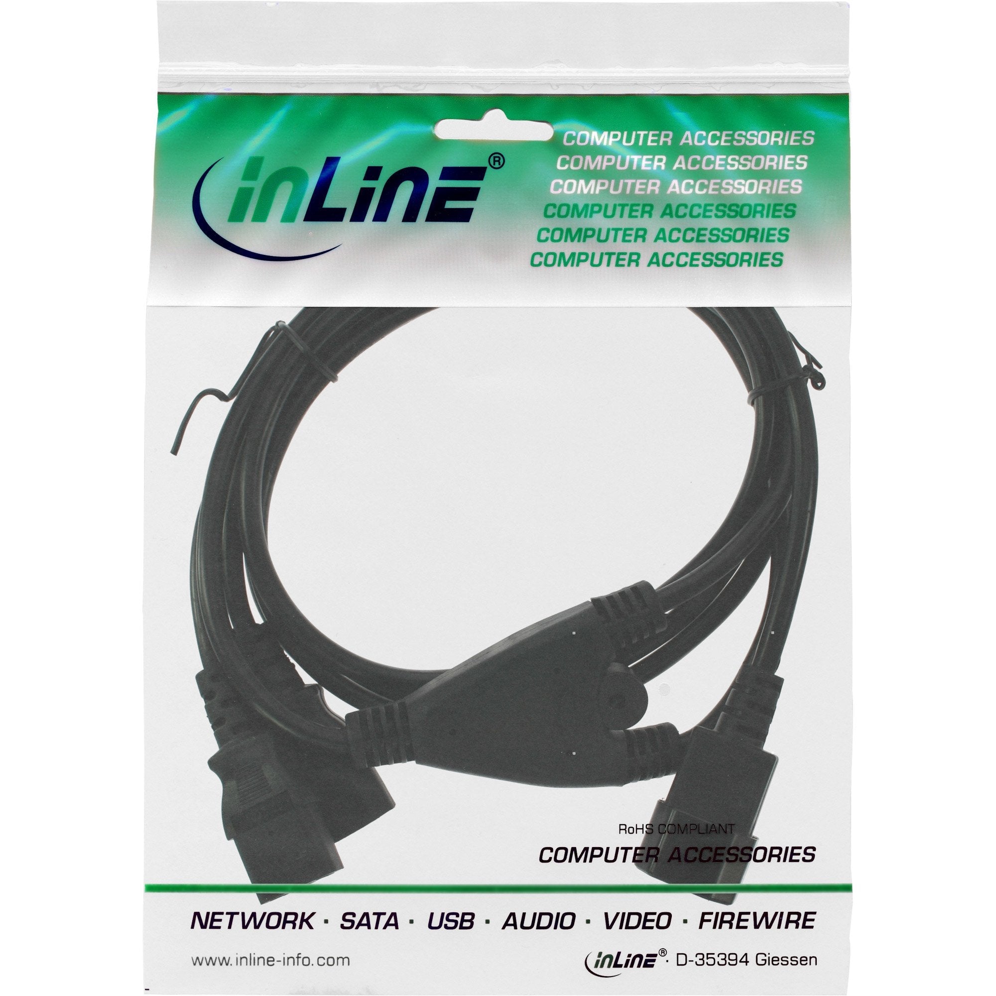 Inline Cable Alimentacion Tipo F 1x Iec-C14 A 2x Iec-C13 3m
