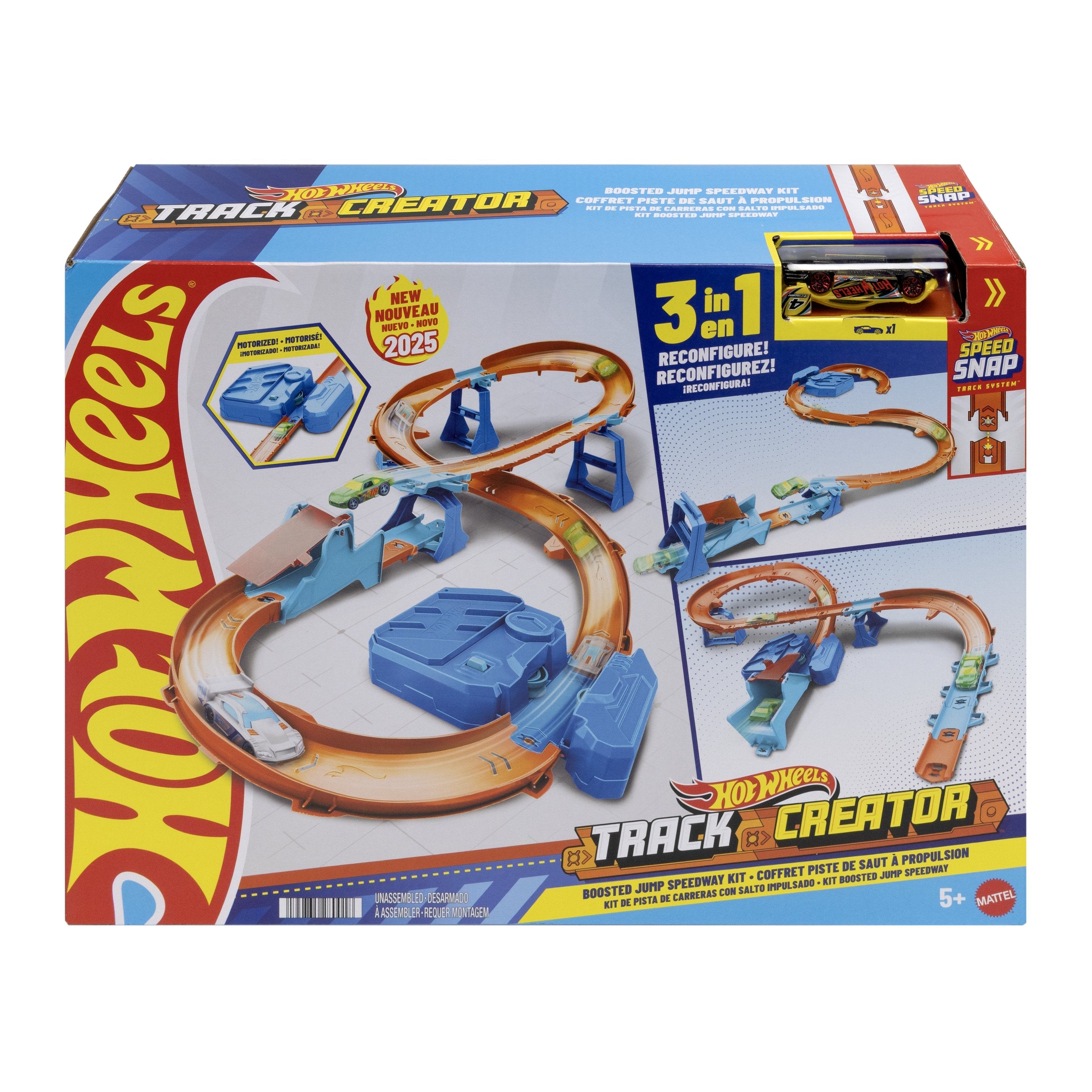Conjunto De Velocidad De Salto Para El Creador De La Pista De Ruedas Hot Wheels Con Automóvil De Juguete Y Acelerador Motorizado Jdb49