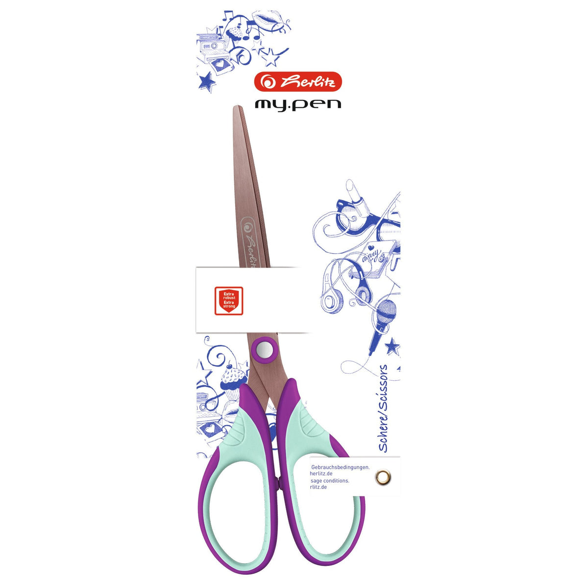 Herlitz Tijeras My.Pen Morado/Menta