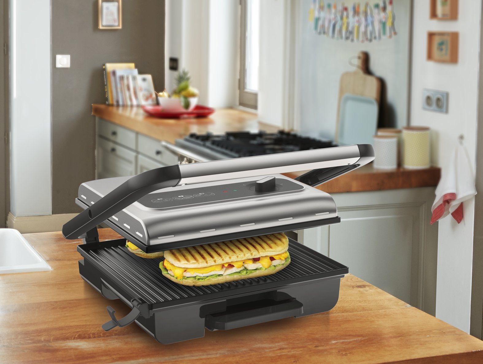 Tefal Inicio Gc242d Parrilla Eléctrica De Contacto, Barbacoa De Contacto Acero Fino/Negro, Negro, Acero Inoxidable, Rectangular, Giratorio, 288 X 258 Mm, Tapa Con Bisagra, Listo