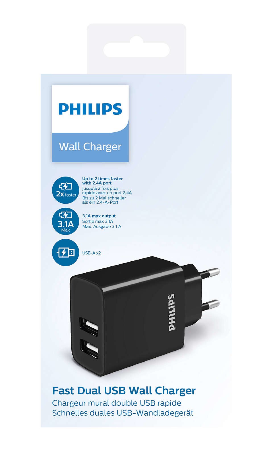 Cargador De Pared Philips Dlp2610 2xusb 15.5w