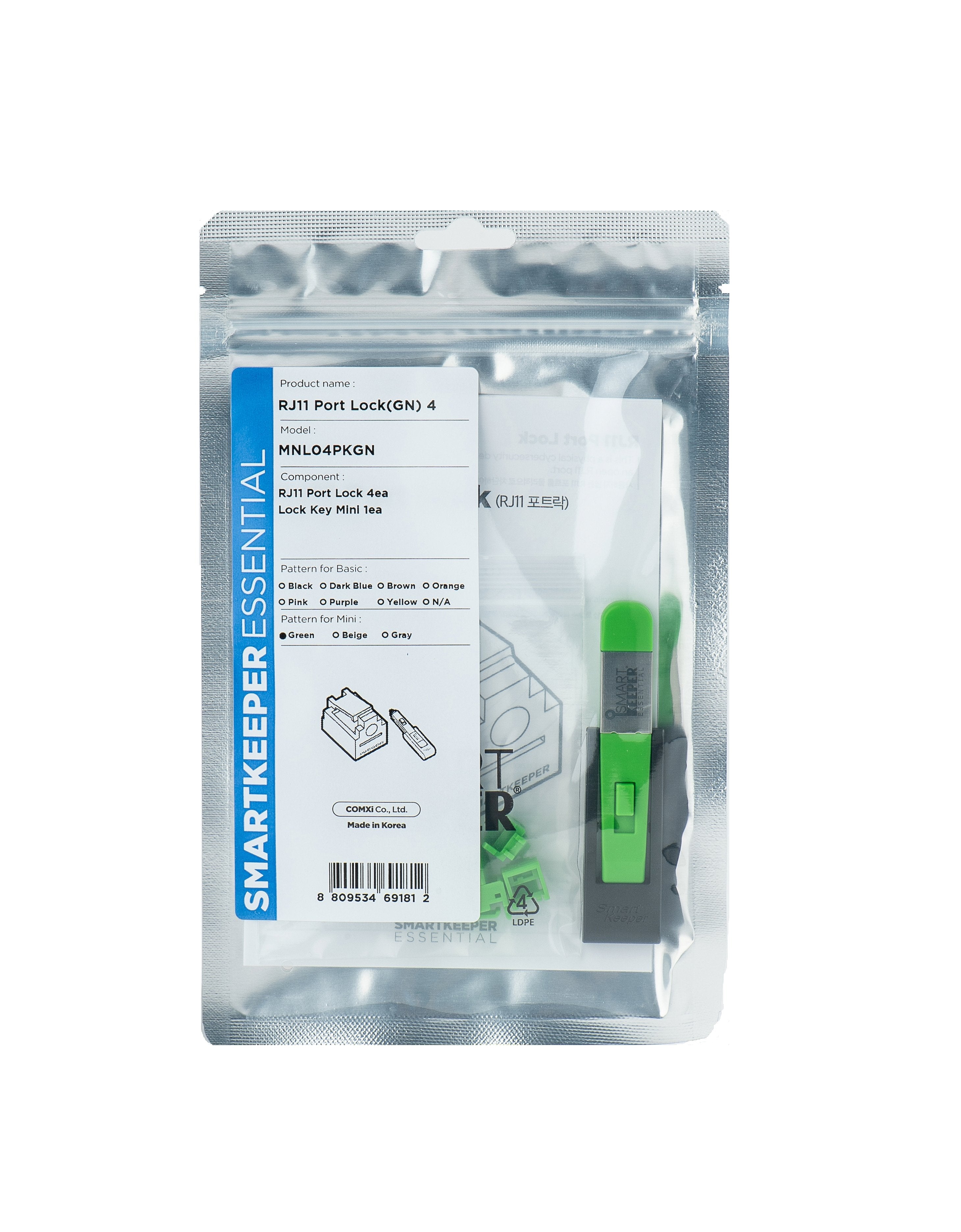 Smartkeeper Mini "Rj11 Port" Blocker Verde 4 Mk.+Key
