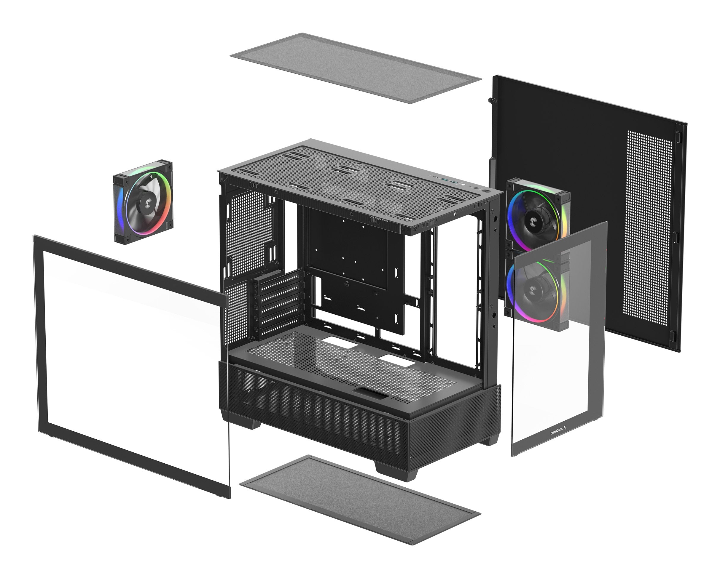 Deepcool Cg380 3f, Caja Torre Negra, Vidrio Templado X 2 R-Cg380-Bkagm3-G