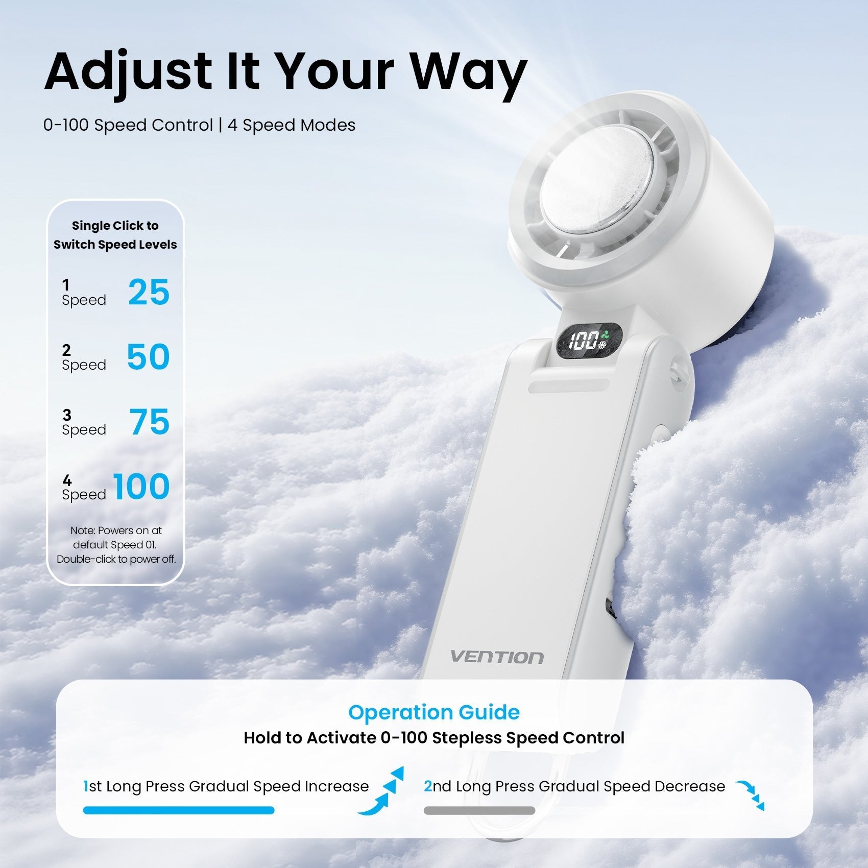 Ventilador De Mano Vention Pbch0 100 Velocidades