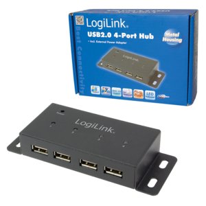 Logilink Ua0141a Hub 4x Metal Negro Con Alimentación 480 Mbit/S Negro