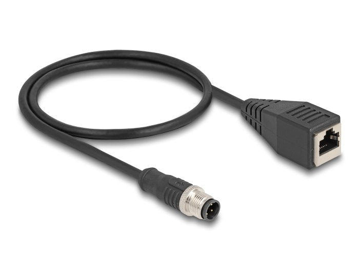 Delock 60622 Cable M12 Codificado D 4 Pin Macho D Rj45 Hembra Pvc 0,5 M