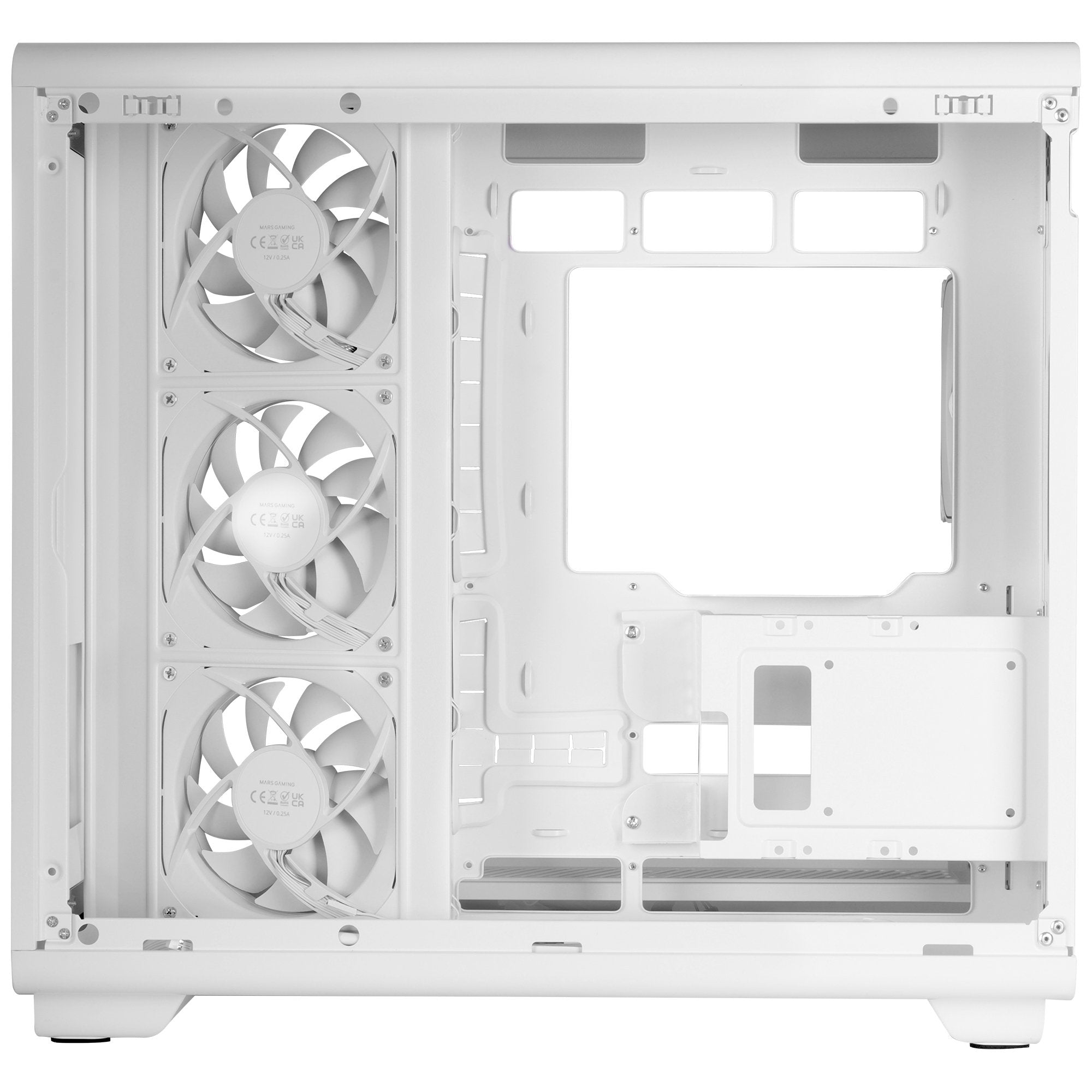 Caja Pc  Atx Mars Gaming Mc-Revpro Pantalla Lcd 4.3" Cristal Templado 4x Ventiladores Argb Blanco